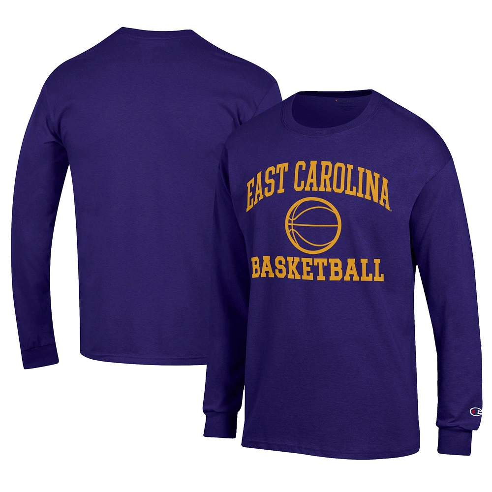 Men's Champion Purple ECU Pirates Icon Logo Basketball Jersey Long Sleeve T-Shirt