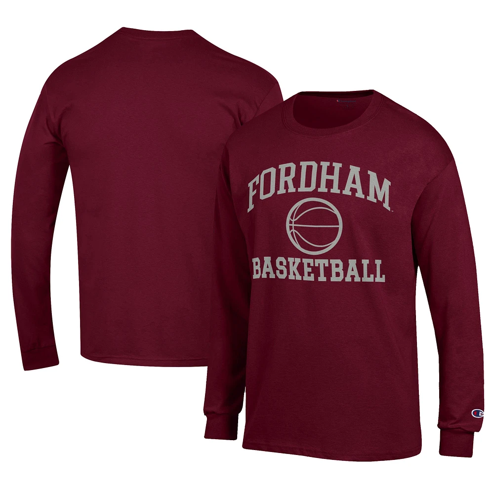 Men's Champion Maroon Fordham Rams Icon Logo Basketball Jersey Long Sleeve T-Shirt