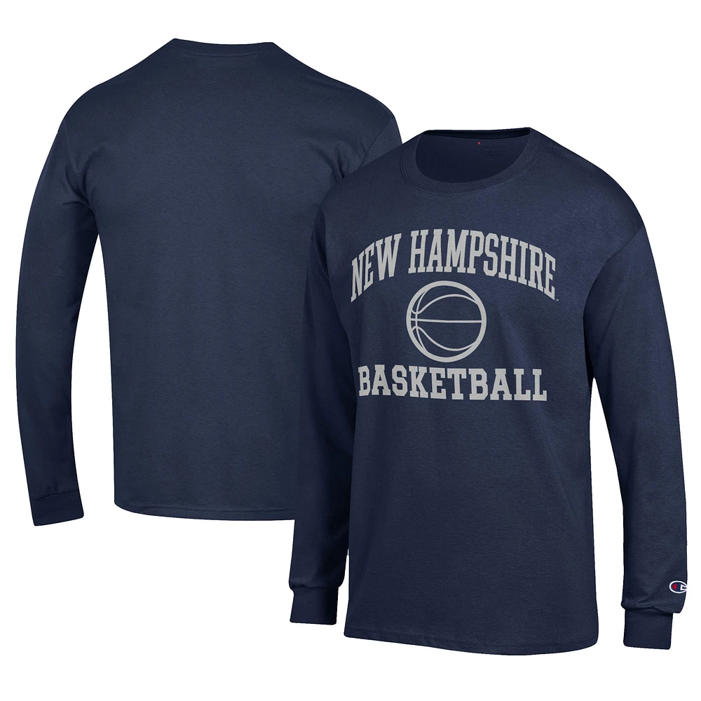 Men's Champion Navy New Hampshire Wildcats Icon Logo Basketball Jersey Long Sleeve T-Shirt