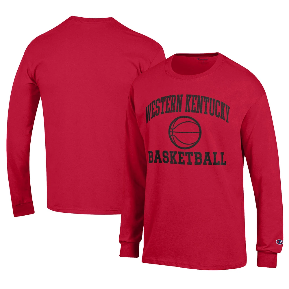 Men's Champion Red Western Kentucky Hilltoppers Icon Logo Basketball Jersey Long Sleeve T-Shirt