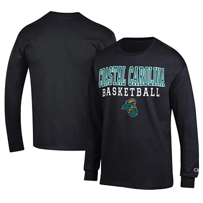 Men's Champion Black Coastal Carolina Chanticleers Icon Logo Basketball Jersey Long Sleeve T-Shirt