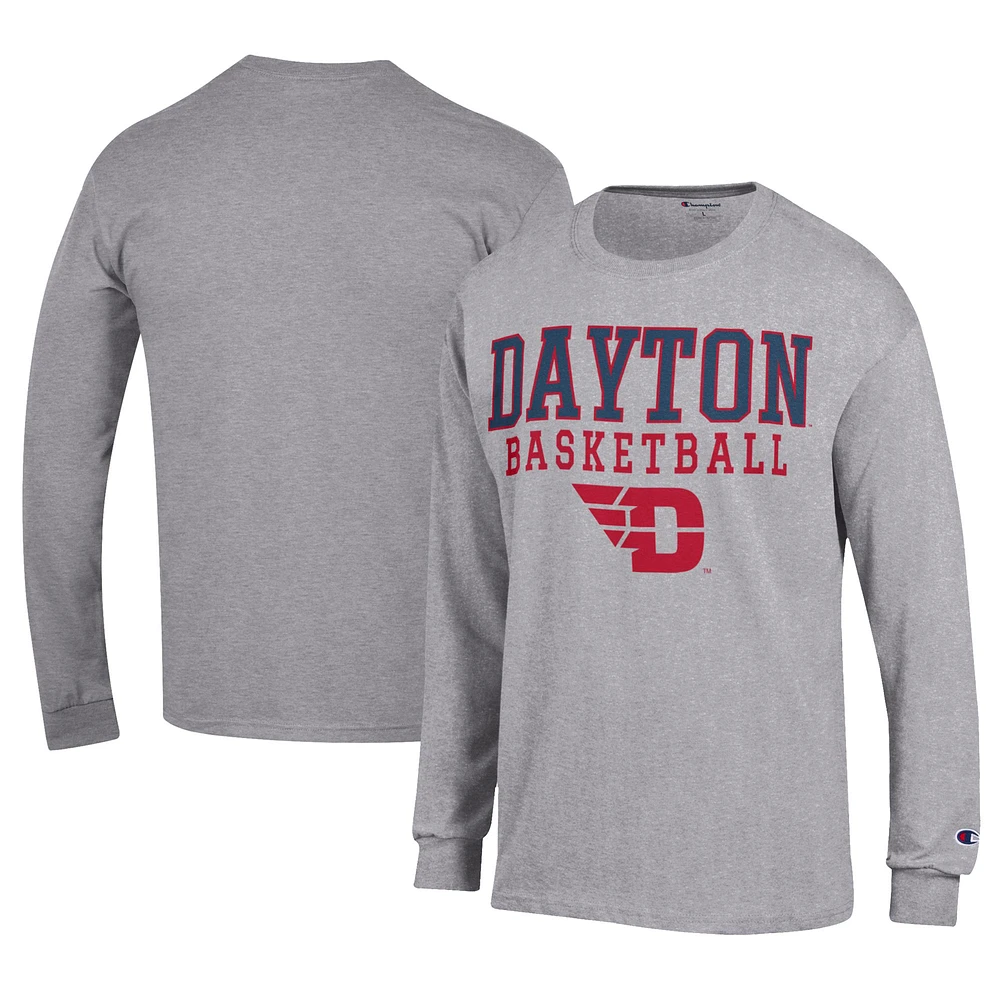 Men's Champion Gray Dayton Flyers Icon Logo Basketball Jersey Long Sleeve T-Shirt
