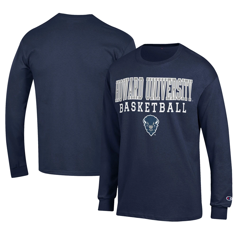 Men's Champion Navy Howard Bison Icon Logo Basketball Jersey Long Sleeve T-Shirt