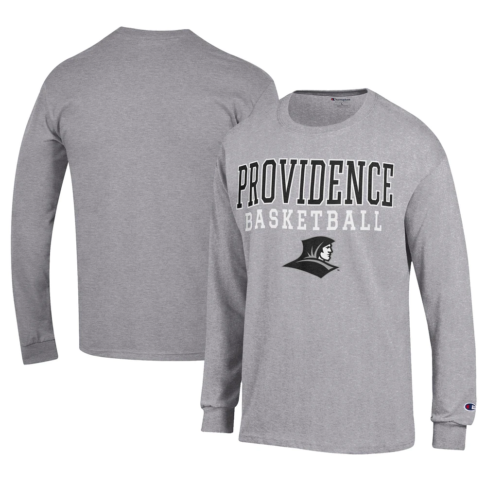 Men's Champion Gray Providence Friars Icon Logo Basketball Jersey Long Sleeve T-Shirt