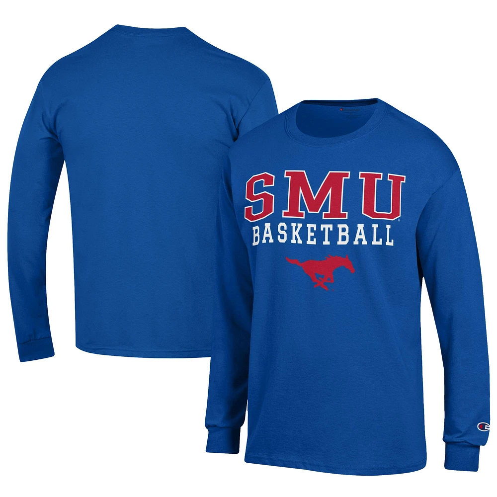 Men's Champion Royal SMU Mustangs Icon Logo Basketball Jersey Long Sleeve T-Shirt