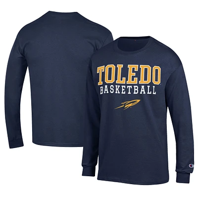 Men's Champion Navy Toledo Rockets Icon Logo Basketball Jersey Long Sleeve T-Shirt