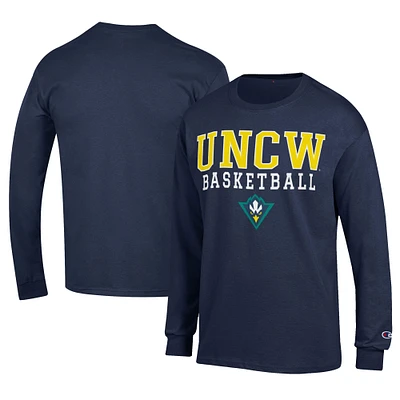 Men's Champion  Navy UNC Wilmington Seahawks Icon Logo Basketball Jersey Long Sleeve T-Shirt
