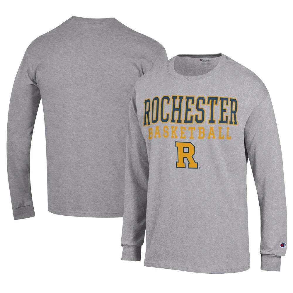 Men's Champion Gray Rochester Yellow Jackets Icon Logo Basketball Jersey Long Sleeve T-Shirt