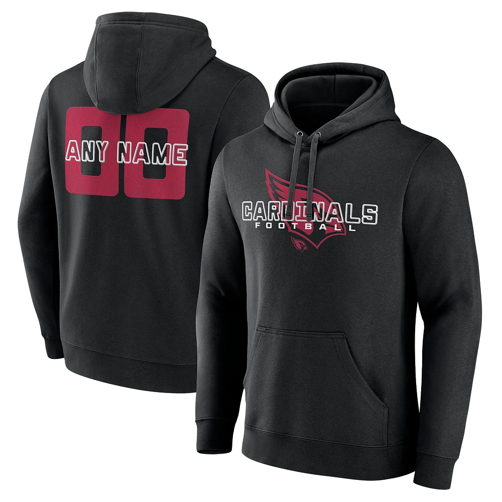 Men's Black Arizona Cardinals Stellar Personalized Name & Number Pullover Hoodie