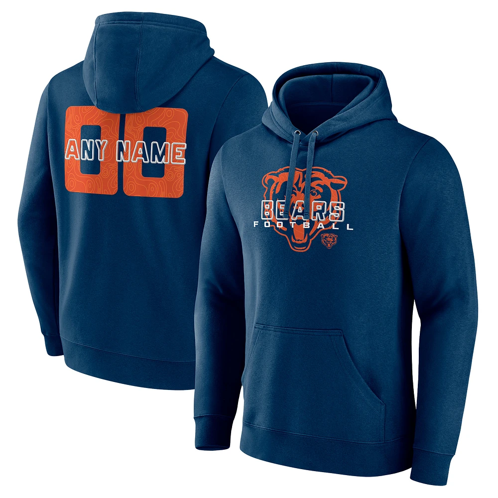 Men's Navy Chicago Bears Stellar Personalized Name & Number Pullover Hoodie
