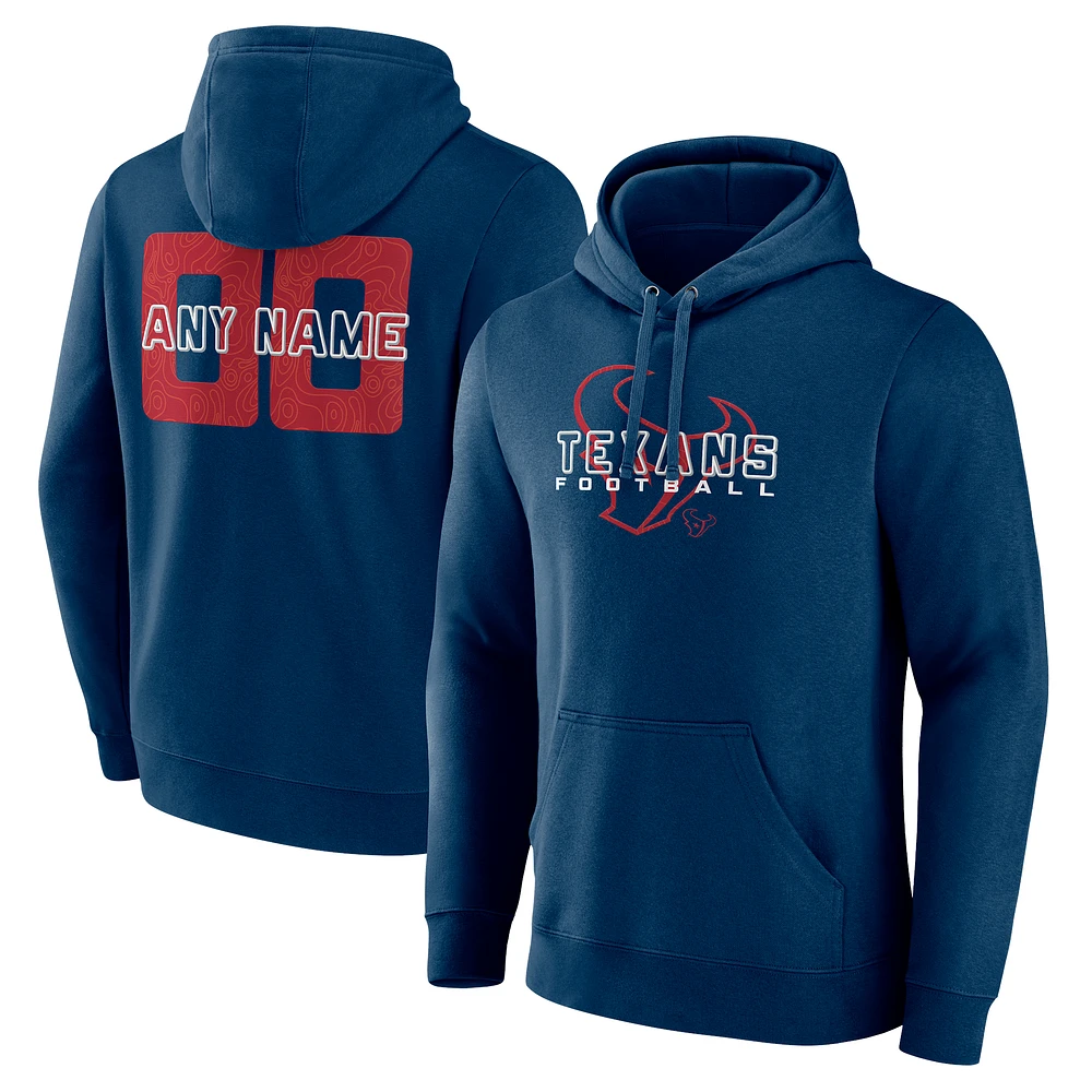 Men's Navy Houston Texans Stellar Personalized Name & Number Pullover Hoodie