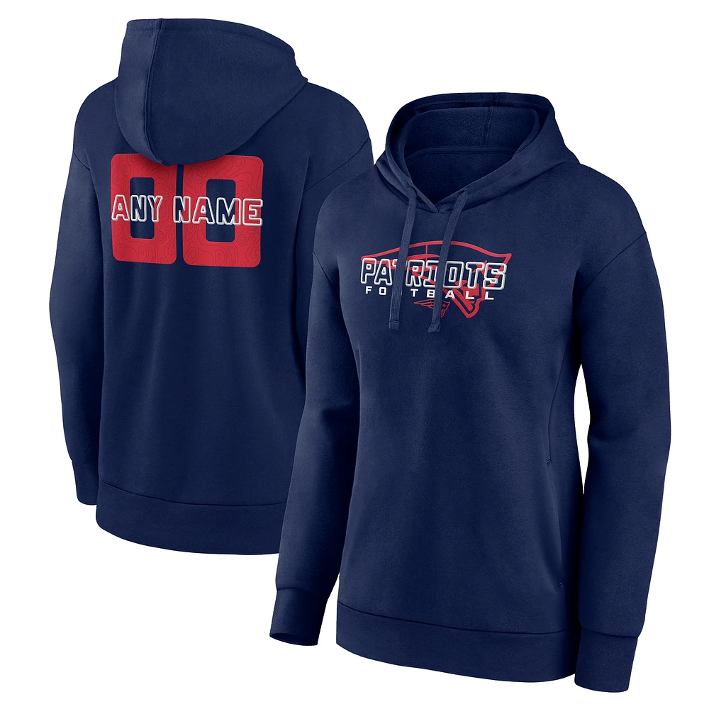 Women's Navy New England Patriots Stellar Personalized Name & Number Pullover Hoodie