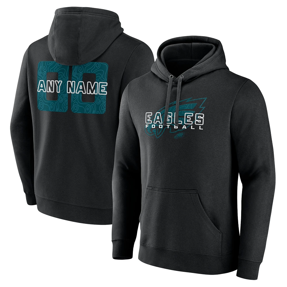 Men's Black Philadelphia Eagles Stellar Personalized Name & Number Pullover Hoodie
