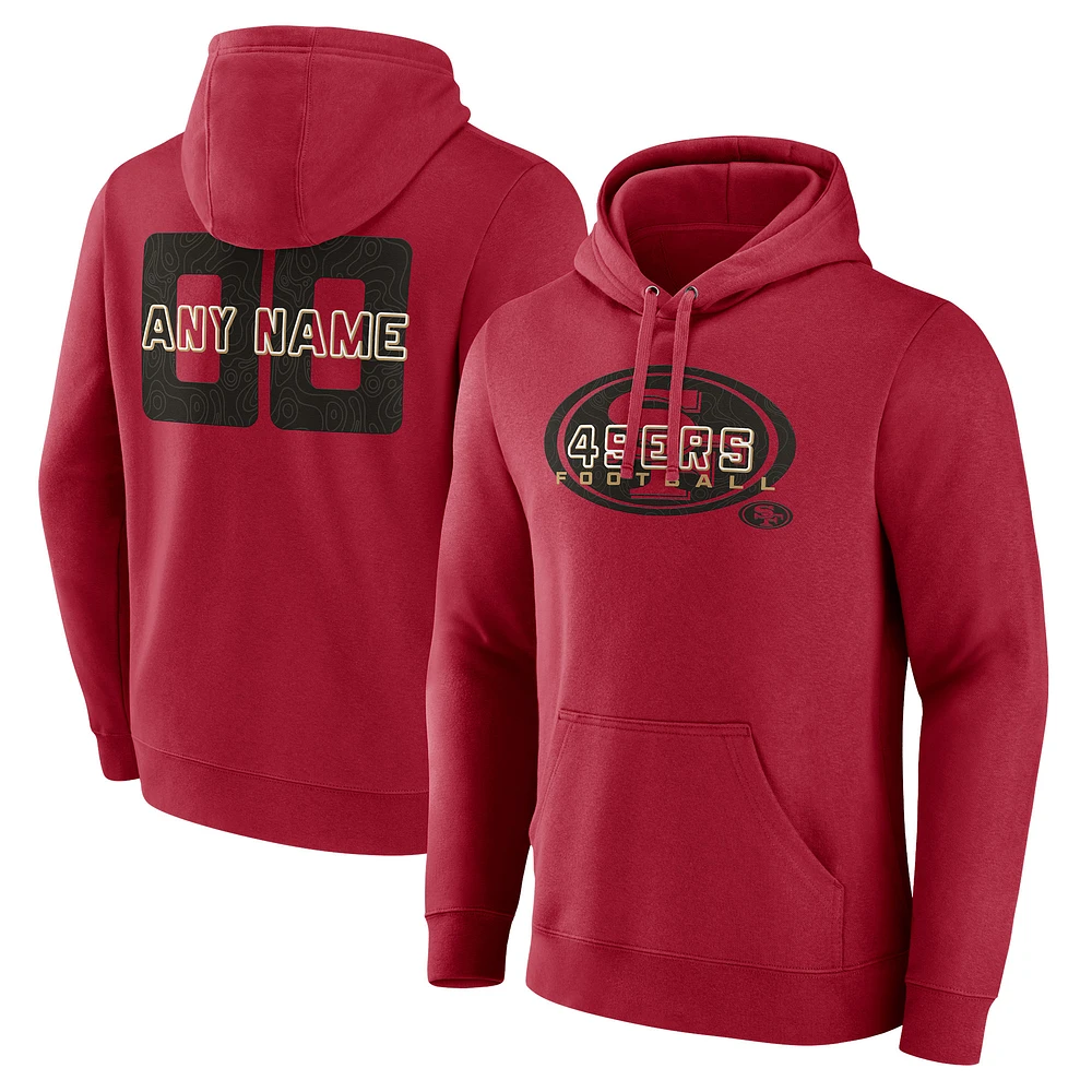 Men's Scarlet San Francisco 49ers Stellar Personalized Name & Number Pullover Hoodie
