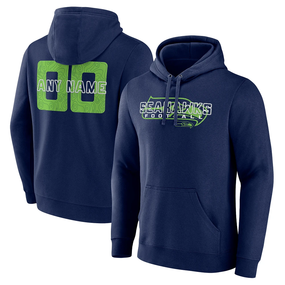Men's College Navy Seattle Seahawks Stellar Personalized Name & Number Pullover Hoodie