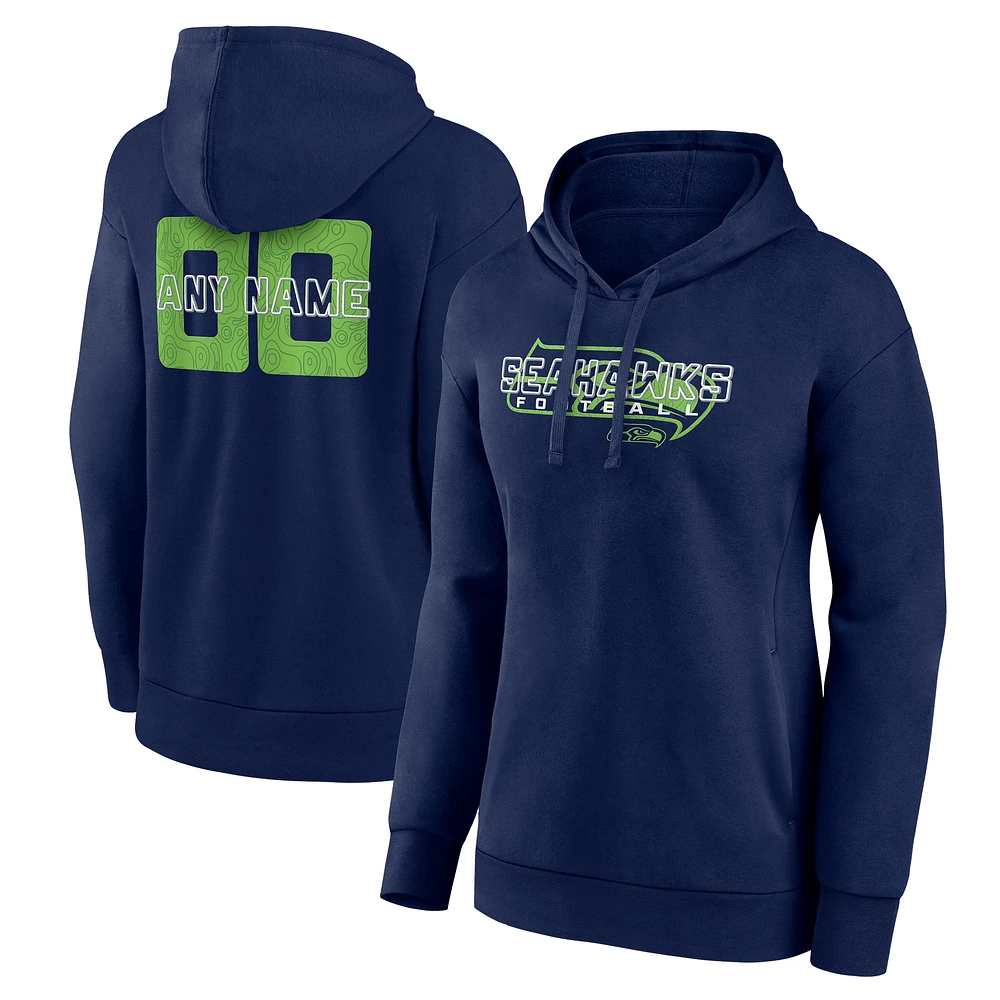 Women's College Navy Seattle Seahawks Stellar Personalized Name & Number Pullover Hoodie