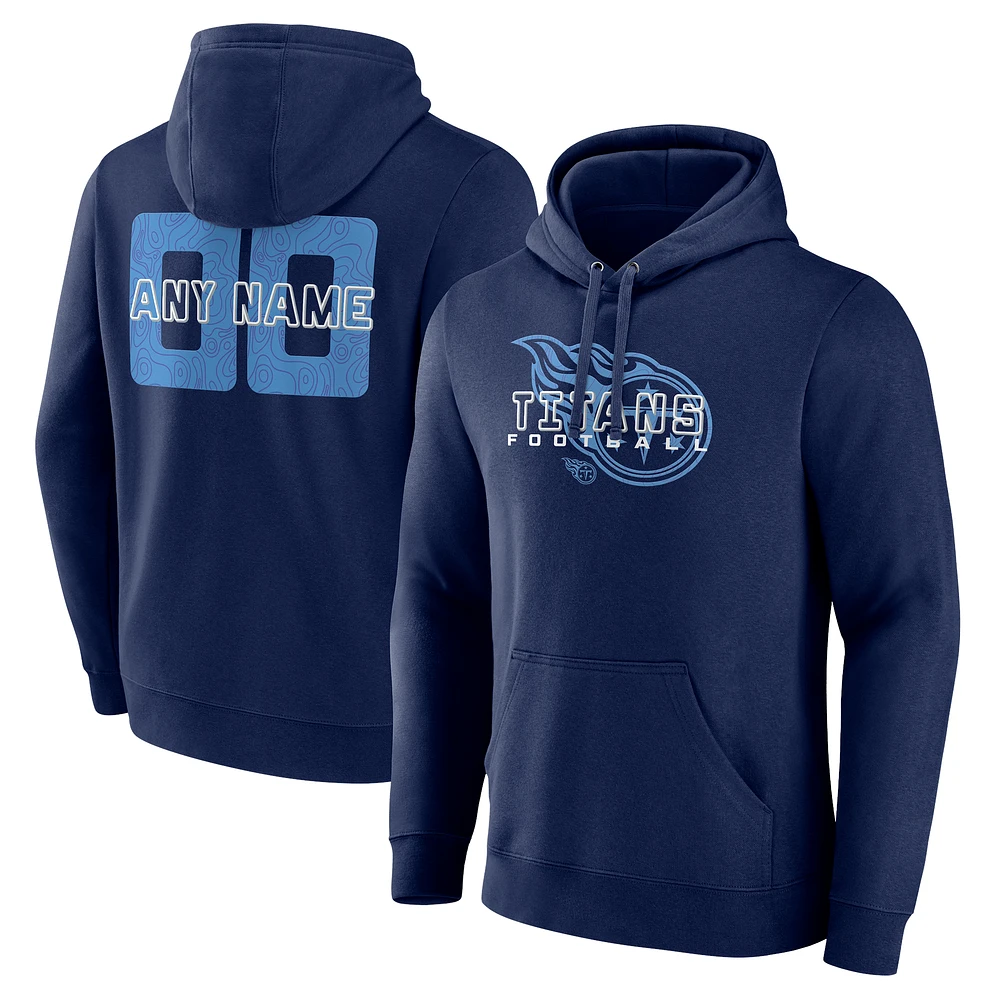 Men's Navy Tennessee Titans Stellar Personalized Name & Number Pullover Hoodie