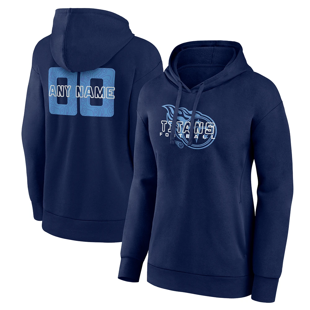 Women's Navy Tennessee Titans Stellar Personalized Name & Number Pullover Hoodie