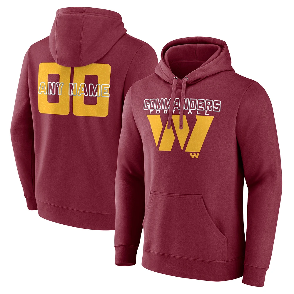 Men's Burgundy Washington Commanders Stellar Personalized Name & Number Pullover Hoodie