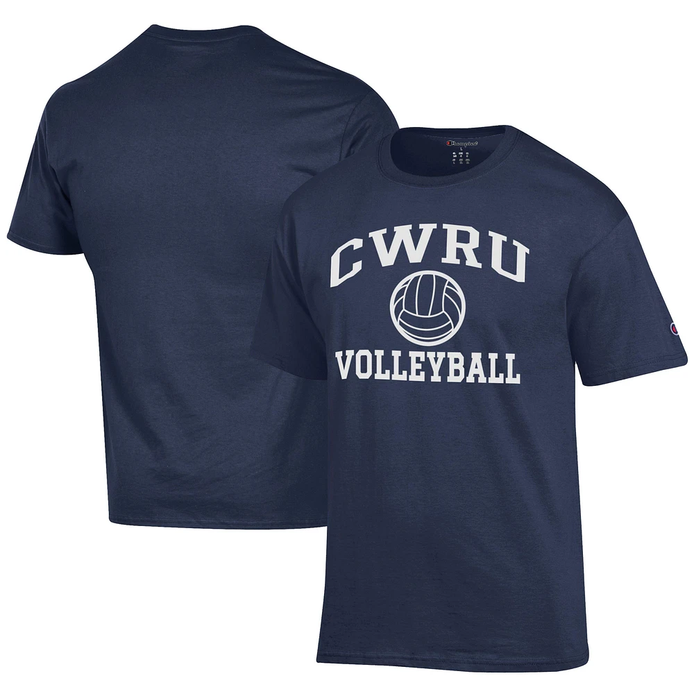 Men's Champion Navy Case Western Reserve Spartans Icon Logo Volleyball Jersey T-Shirt