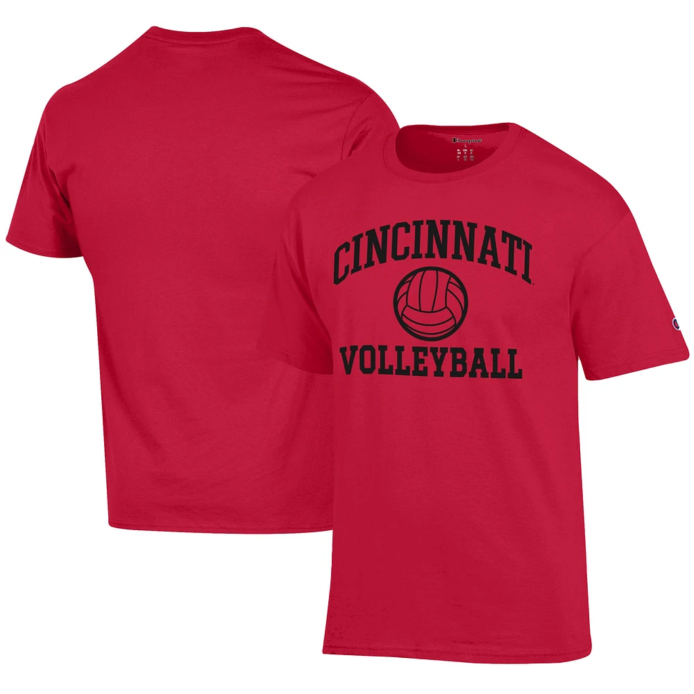 Men's Champion Red Cincinnati Bearcats Icon Logo Volleyball Jersey T-Shirt