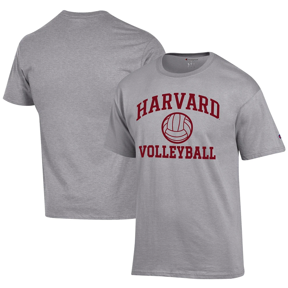 Men's Champion Gray Harvard Crimson Icon Logo Volleyball Jersey T-Shirt