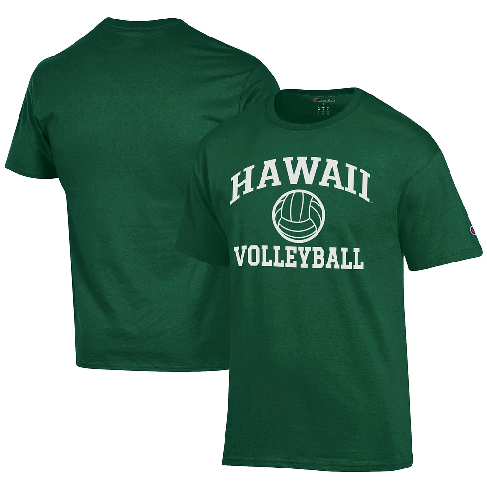 Men's Champion Green Hawaii Rainbow Warriors Icon Logo Volleyball Jersey T-Shirt