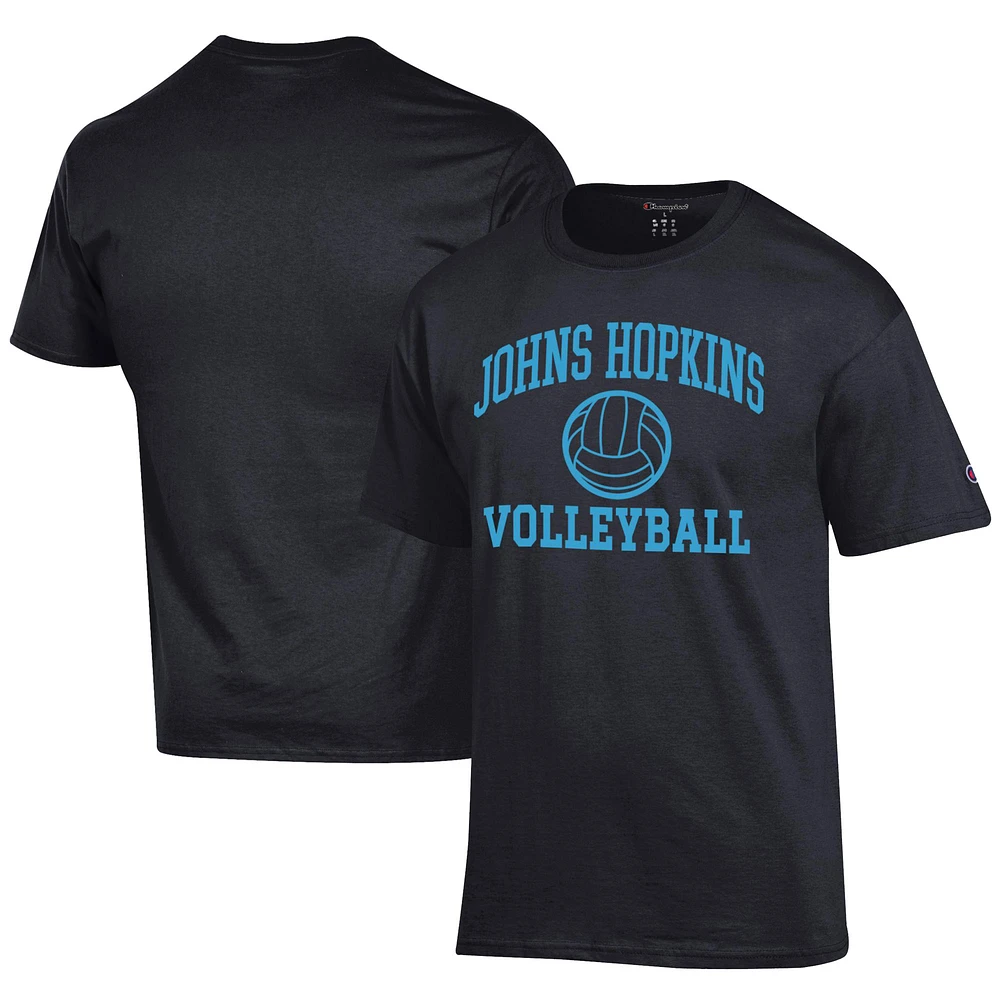 Men's Champion Black Johns Hopkins Blue Jays Icon Logo Volleyball Jersey T-Shirt