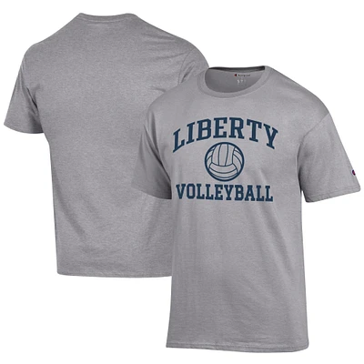 Men's Champion Gray Liberty Flames Icon Logo Volleyball Jersey T-Shirt