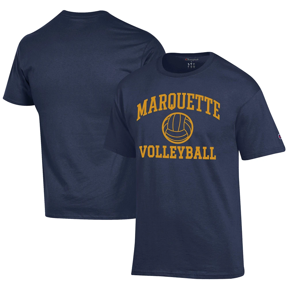Men's Champion Navy Marquette Golden Eagles Icon Logo Volleyball Jersey T-Shirt