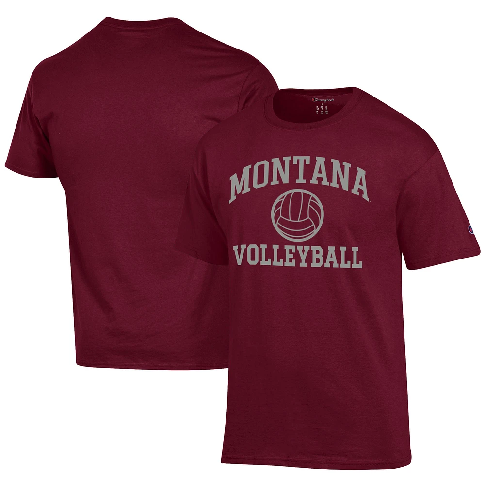 Men's Champion Maroon Montana Grizzlies Icon Logo Volleyball Jersey T-Shirt