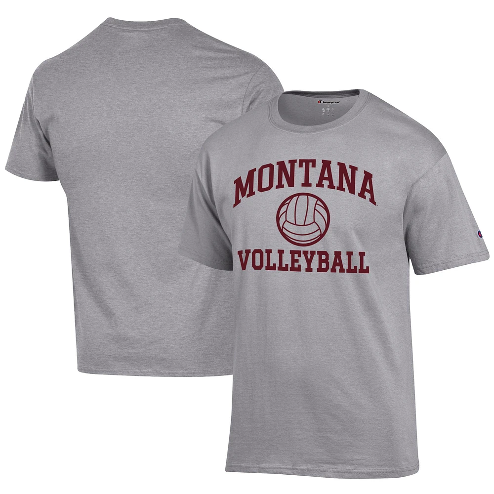 Men's Champion Gray Montana Grizzlies Icon Logo Volleyball Jersey T-Shirt