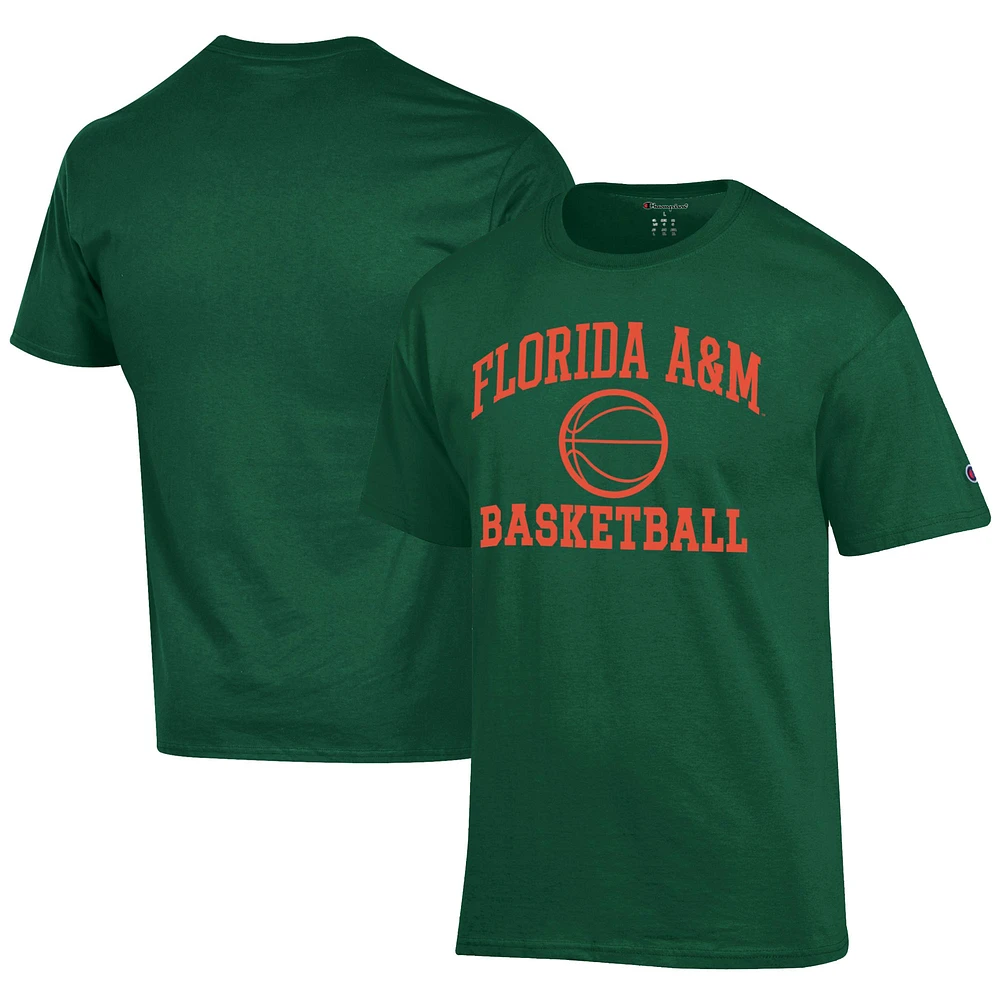 Men's Champion Green Florida A&M Rattlers Icon Logo Basketball Jersey T-Shirt