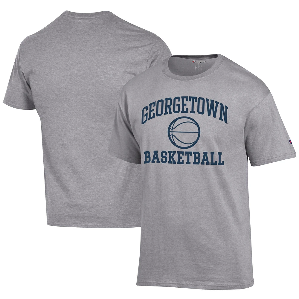 Men's Champion Gray Georgetown Hoyas Icon Logo Basketball Jersey T-Shirt