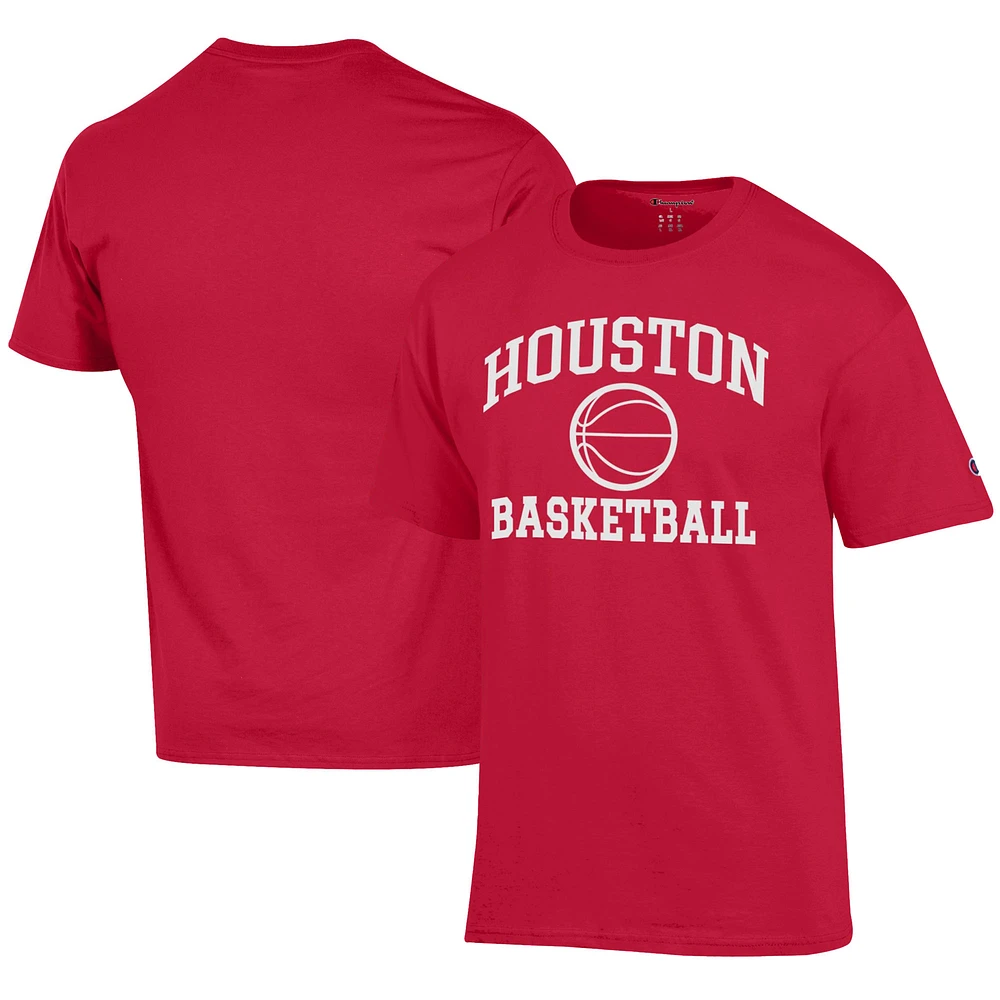 Men's Champion Red Houston Cougars Icon Logo Basketball Jersey T-Shirt