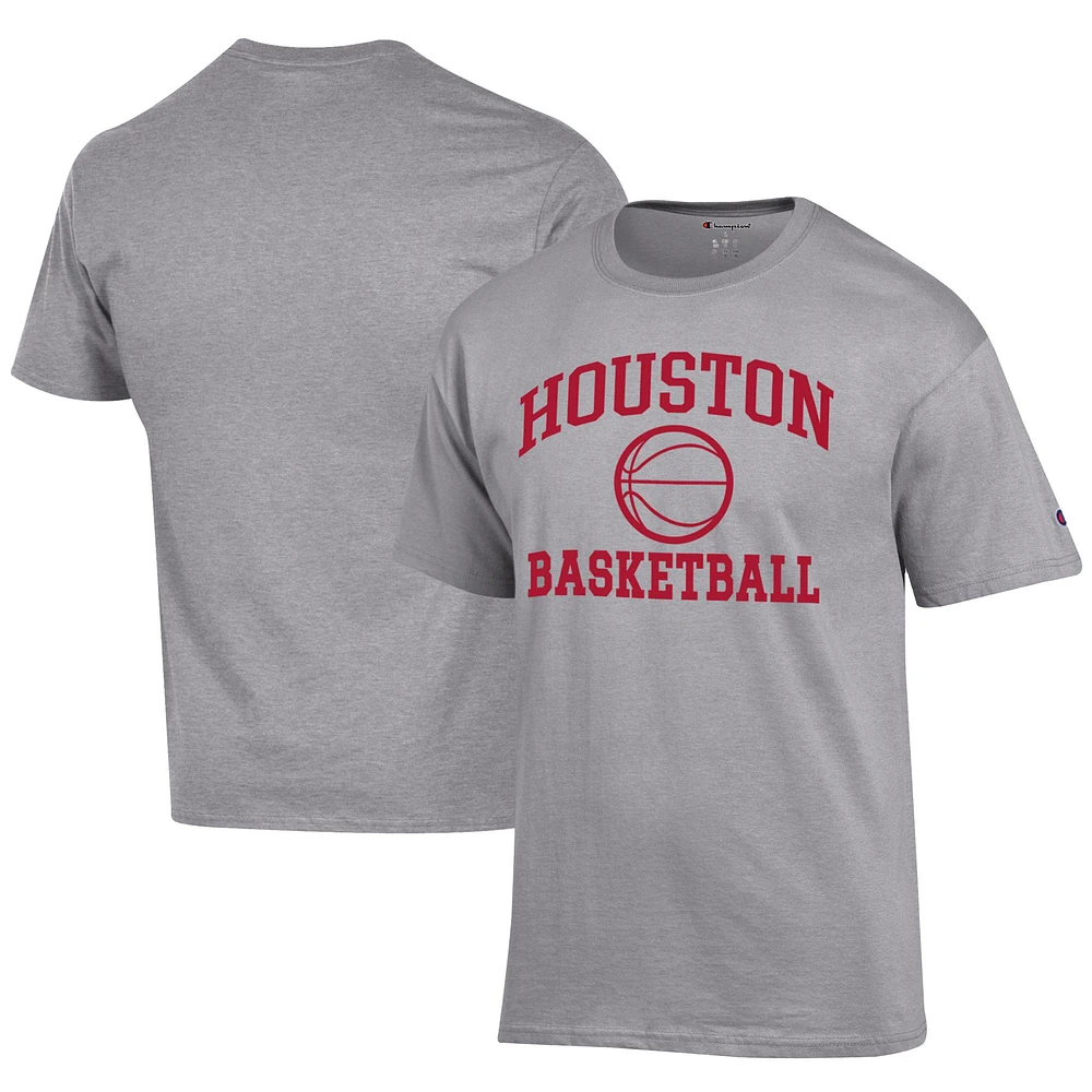 Men's Champion Gray Houston Cougars Icon Logo Basketball Jersey T-Shirt