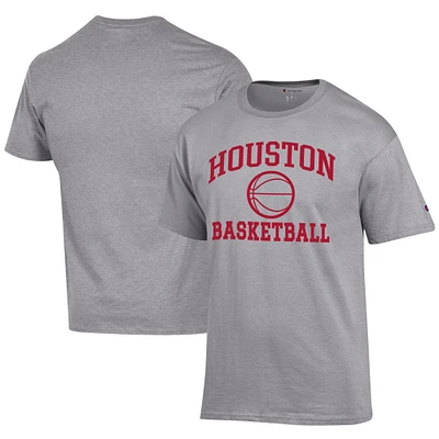 Men's Champion Gray Houston Cougars Icon Logo Basketball Jersey T-Shirt