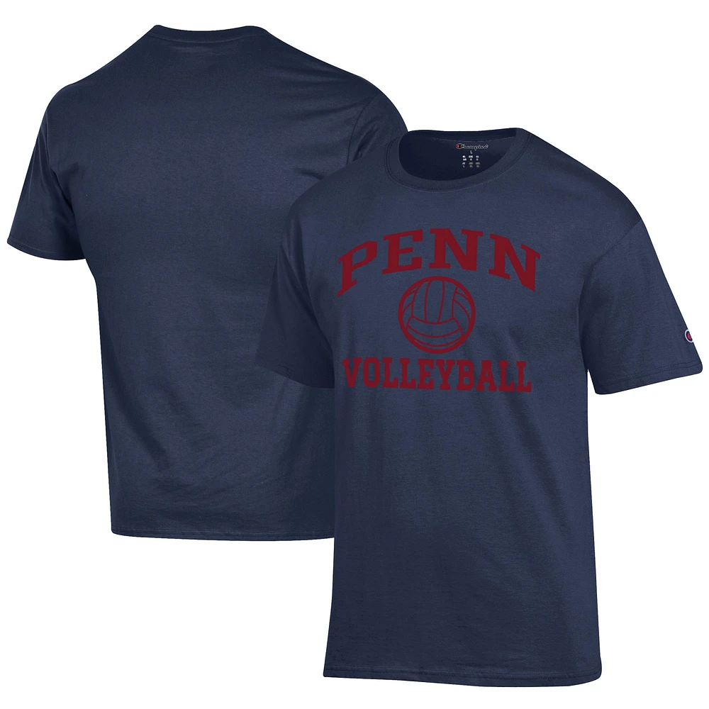 Men's Champion Navy Pennsylvania Quakers Icon Logo Volleyball Jersey T-Shirt