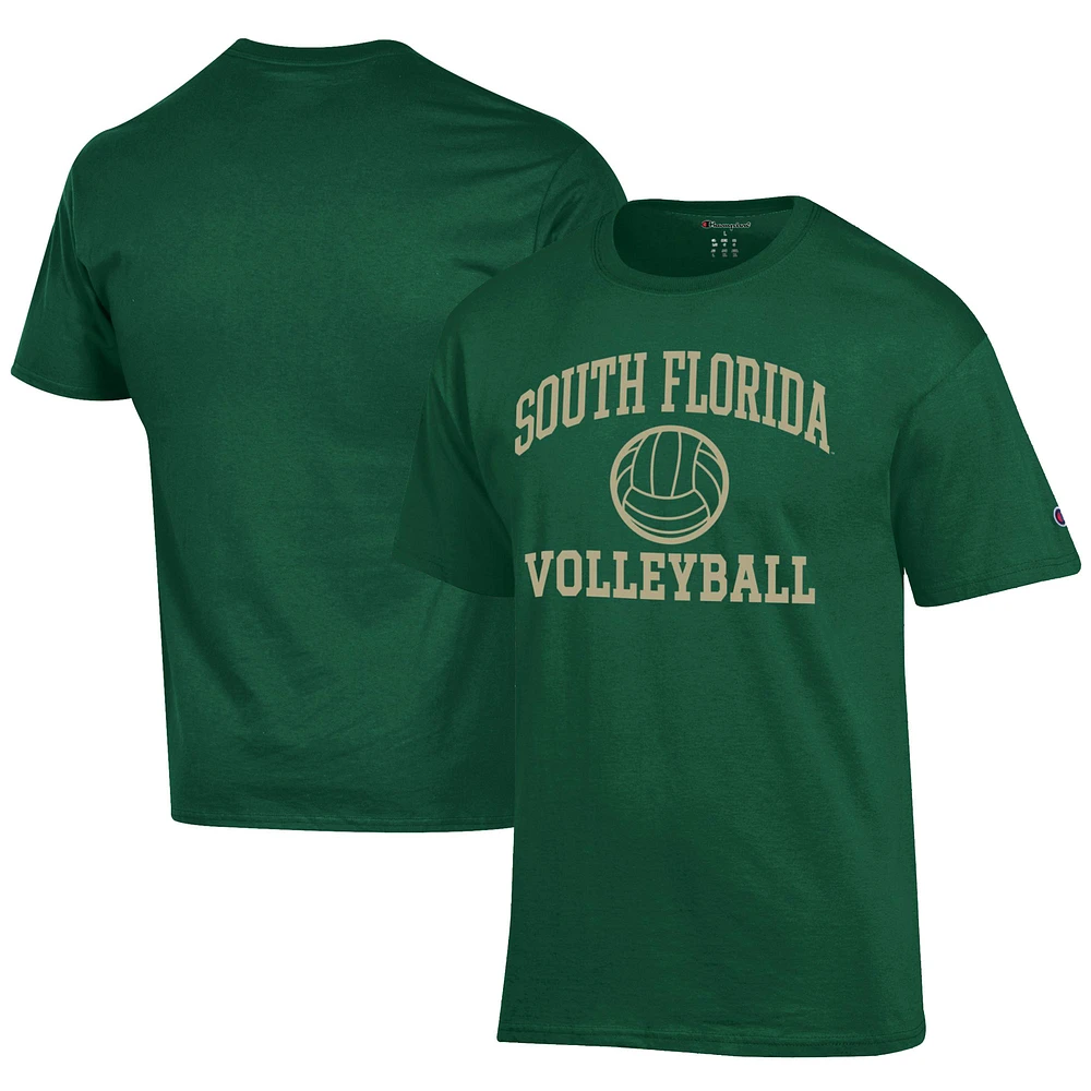 Men's Champion Green South Florida Bulls Icon Logo Volleyball Jersey T-Shirt