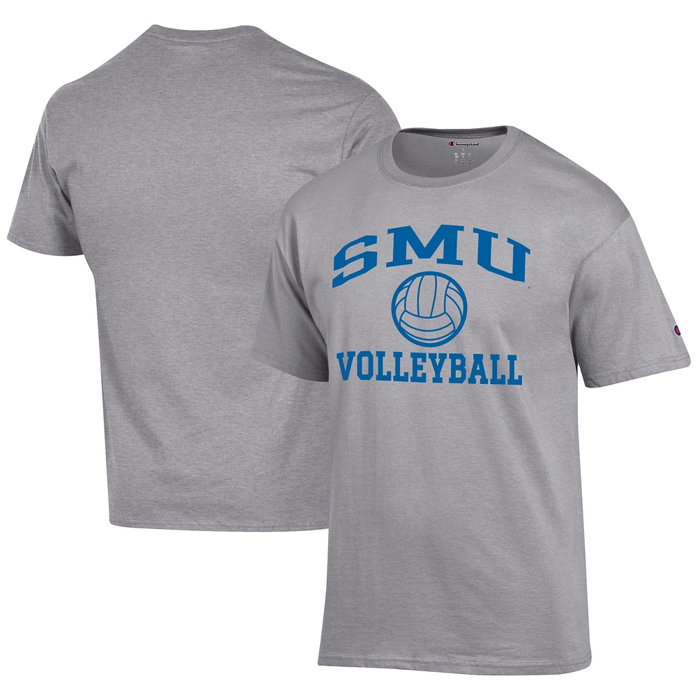 Men's Champion Gray SMU Mustangs Icon Logo Volleyball Jersey T-Shirt