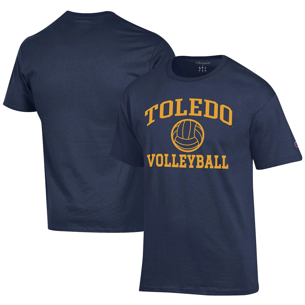 Men's Champion Navy Toledo Rockets Icon Logo Volleyball Jersey T-Shirt