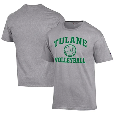 Men's Champion Gray Tulane Green Wave Icon Logo Volleyball Jersey T-Shirt