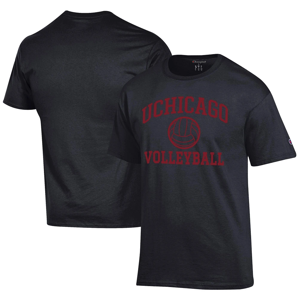 Men's Champion Black UChicago Maroons Icon Logo Volleyball Jersey T-Shirt