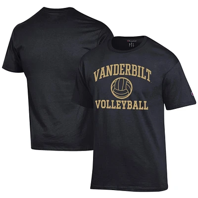 Men's Champion Black Vanderbilt Commodores Icon Logo Volleyball Jersey T-Shirt