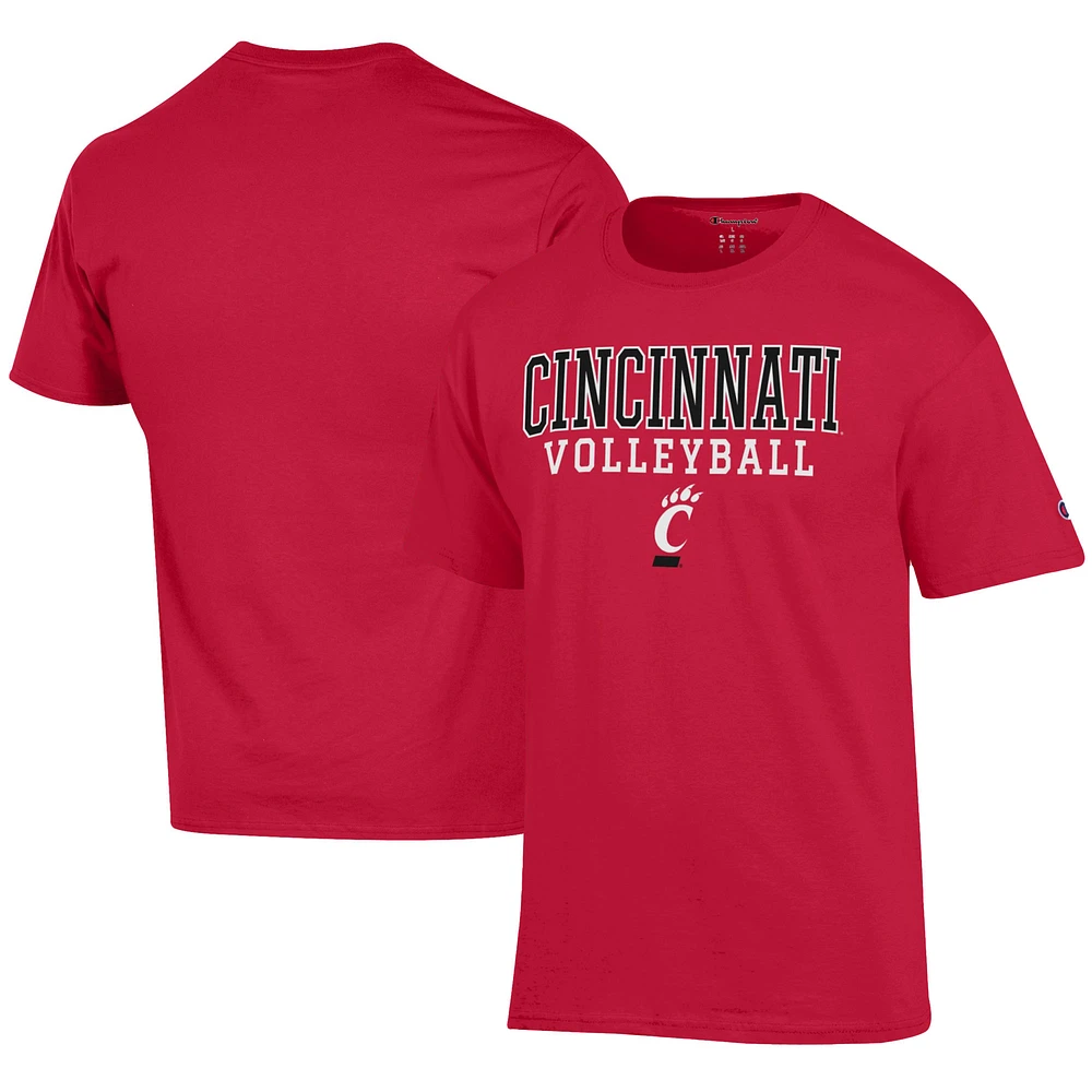 Men's Champion Red Cincinnati Bearcats Icon Logo Volleyball Jersey T-Shirt