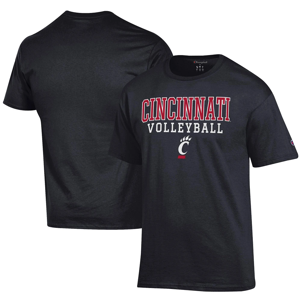 Men's Champion Black Cincinnati Bearcats Icon Logo Volleyball Jersey T-Shirt