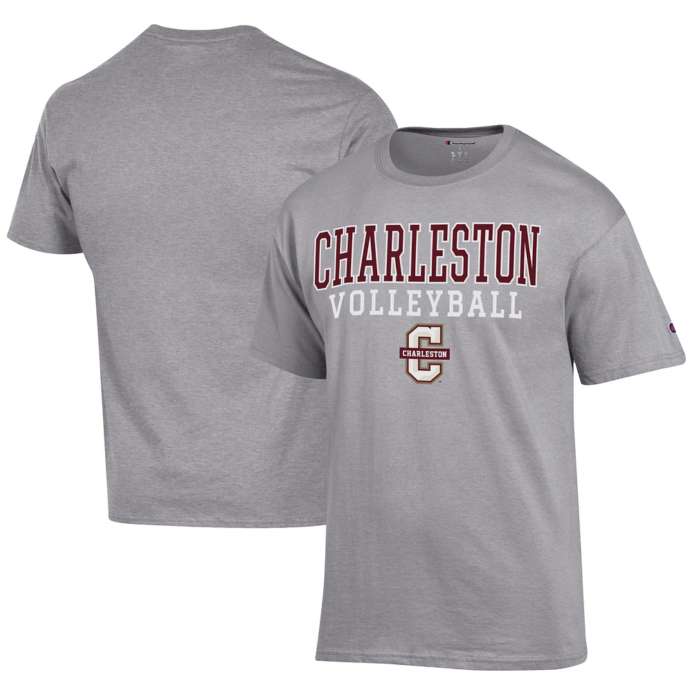 Men's Champion Gray Charleston Cougars Icon Logo Volleyball Jersey T-Shirt