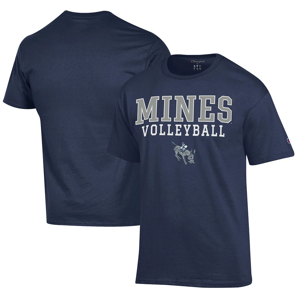 Men's Champion Navy Colorado School of Mines Orediggers Icon Logo Volleyball Jersey T-Shirt