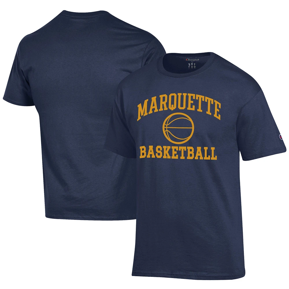 Men's Champion Navy Marquette Golden Eagles Icon Logo Basketball Jersey T-Shirt