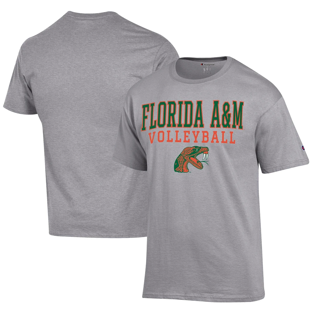 Men's Champion Gray Florida A&M Rattlers Icon Logo Volleyball Jersey T-Shirt